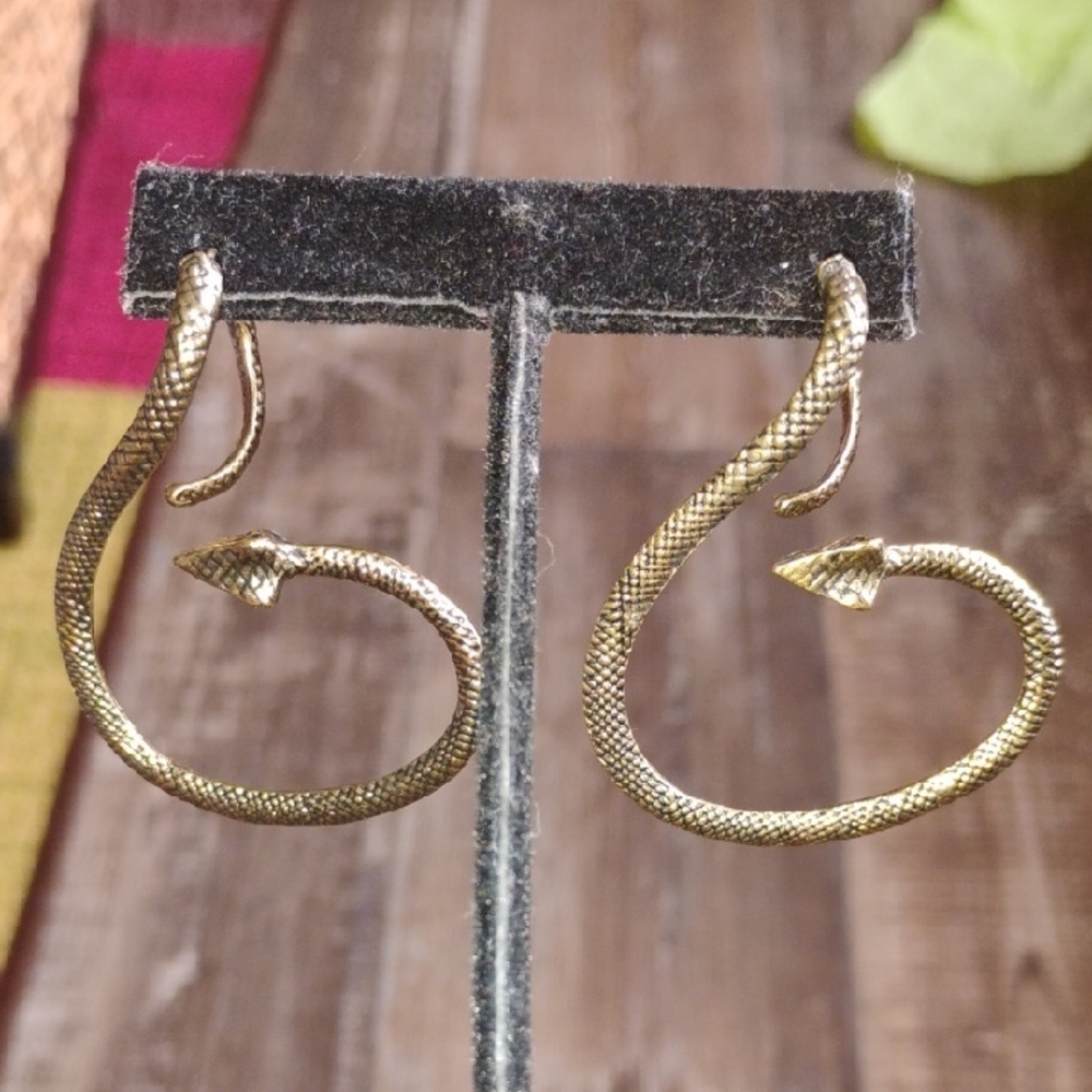 Gold Snake Hoop Earrings
